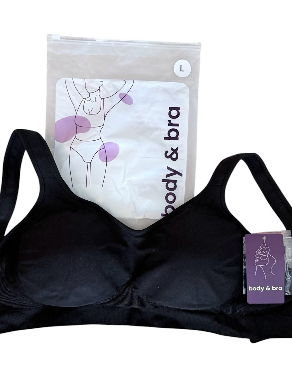 NWT Black Body & Bra’s Secret Support Bra - Seamless, Wireless Comfort, Sz L - Picture 2 of 6